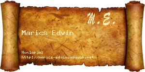 Marics Edvin névjegykártya